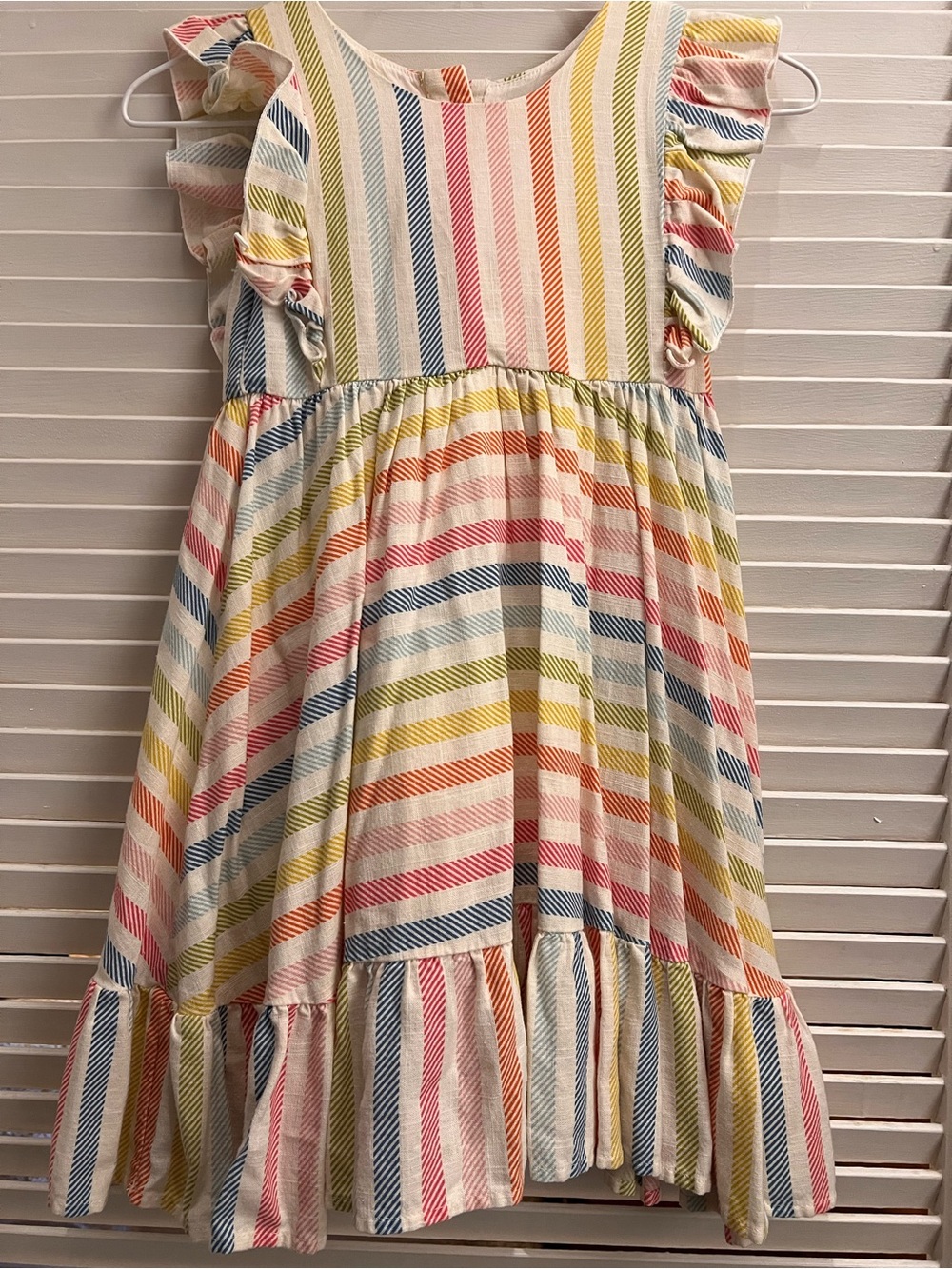 Cheeky Plum Rainbow Striped Ruffle Dress